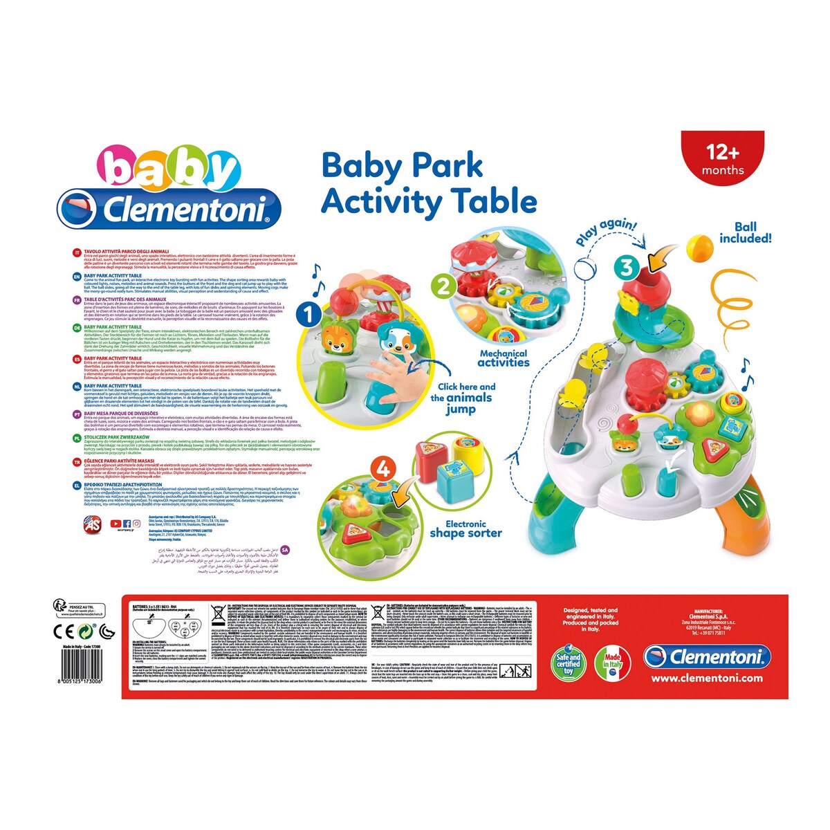Nærbilde av former og ballbane på Aktivitetsbord Baby-Park