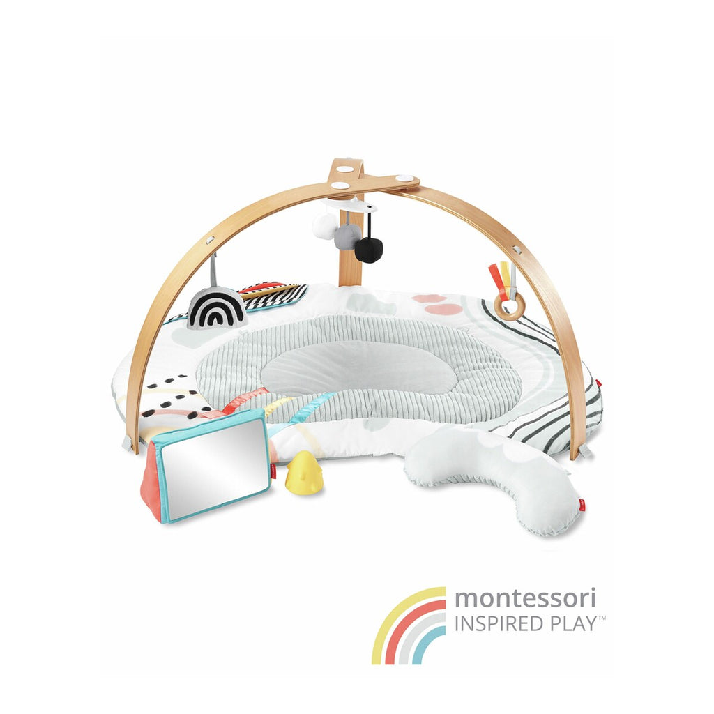 Aktivitetsbue Montessori med lekematte og 5 leker forfra