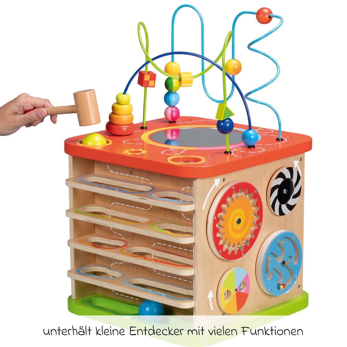 Aktivitetskube Active Kids XXL i tre og metall bakside