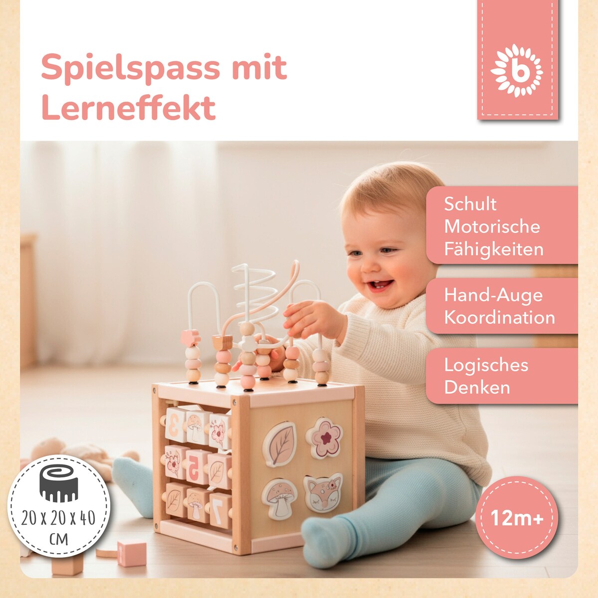 Aktivitetskube Reh Ella FSC®-sertifisert tre bakside