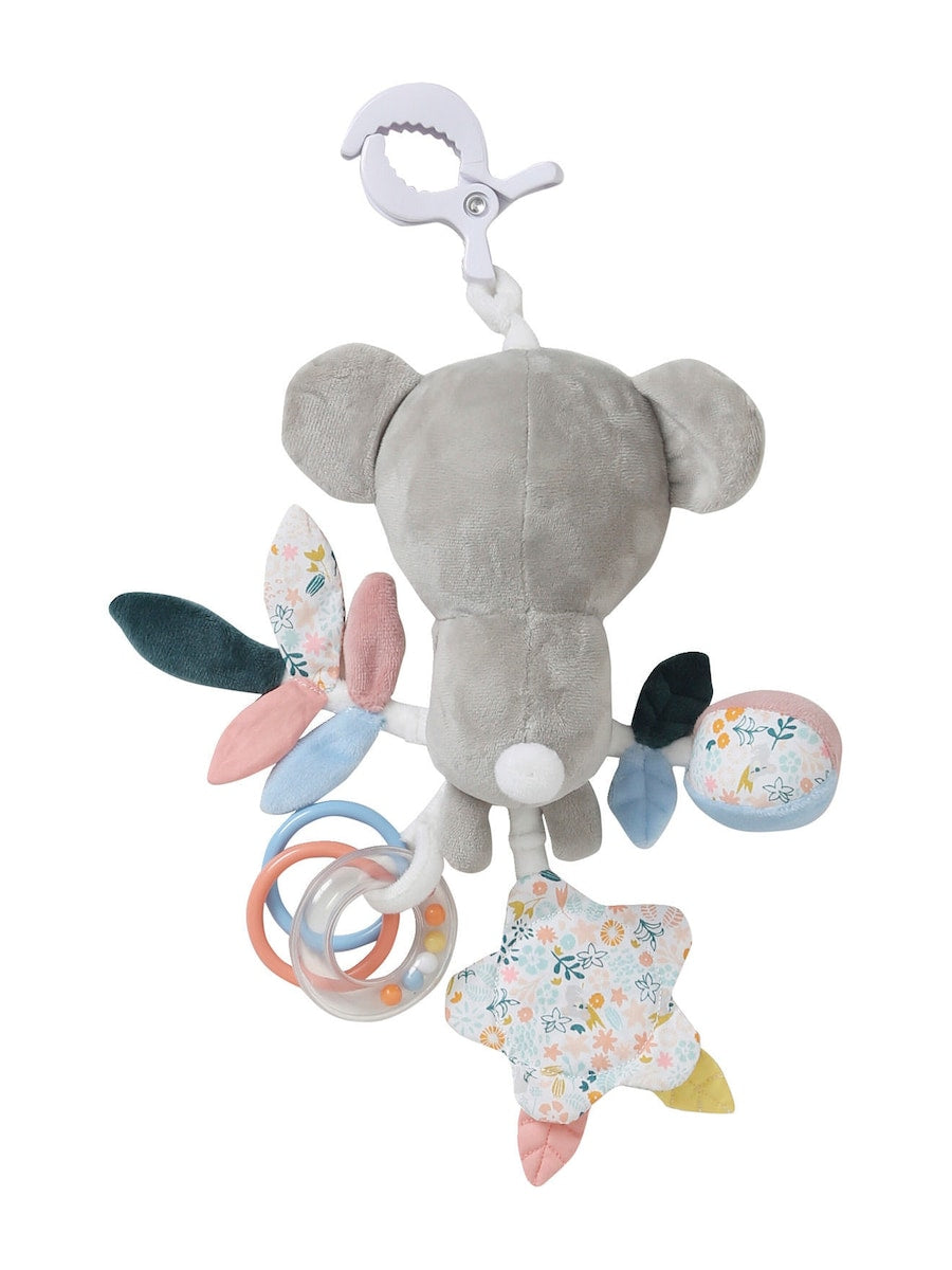 Bakside av aktivitetsleke koala med klemme 40 cm for baby