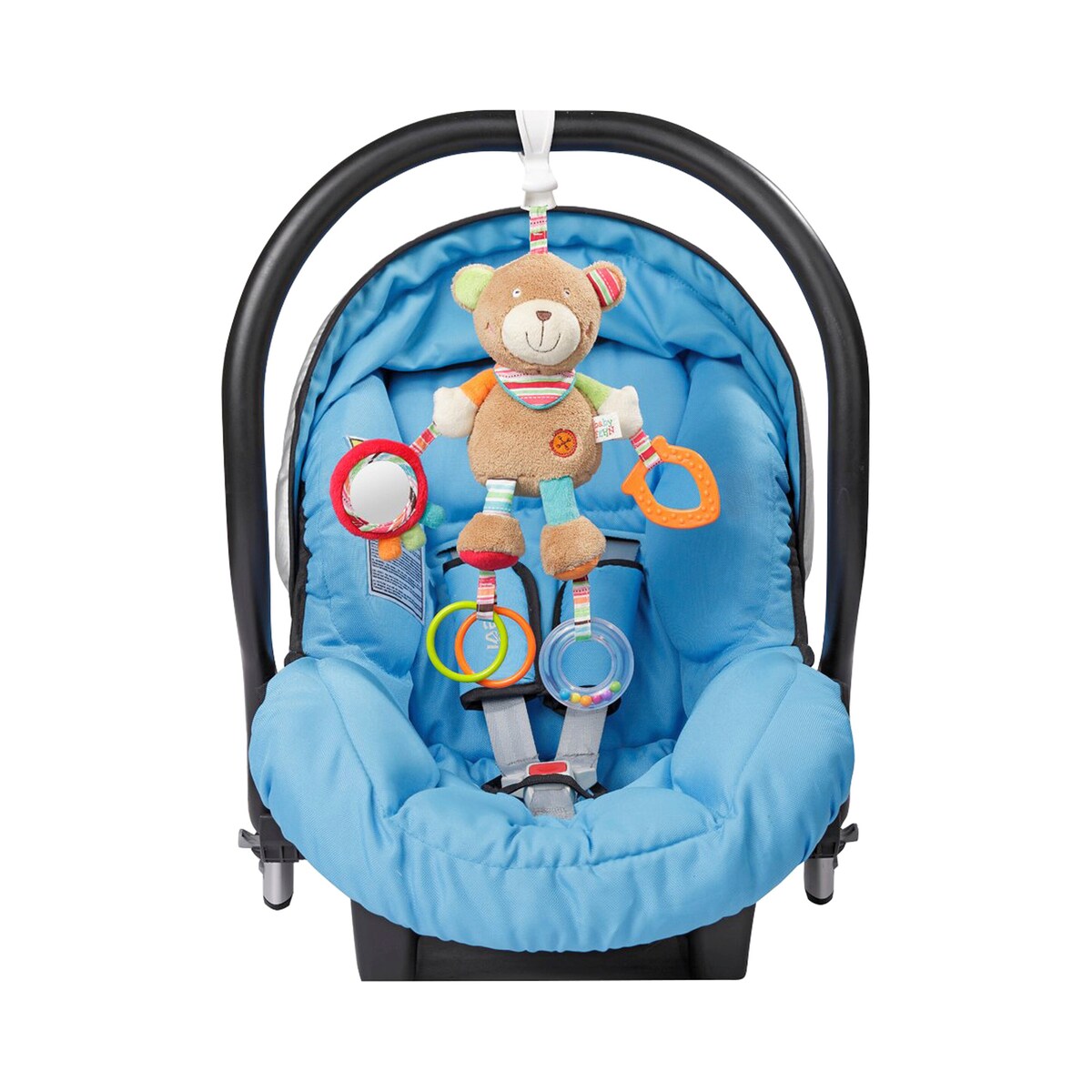 Aktivitetsleke Teddy Oskar med klemme og bjelle bakside