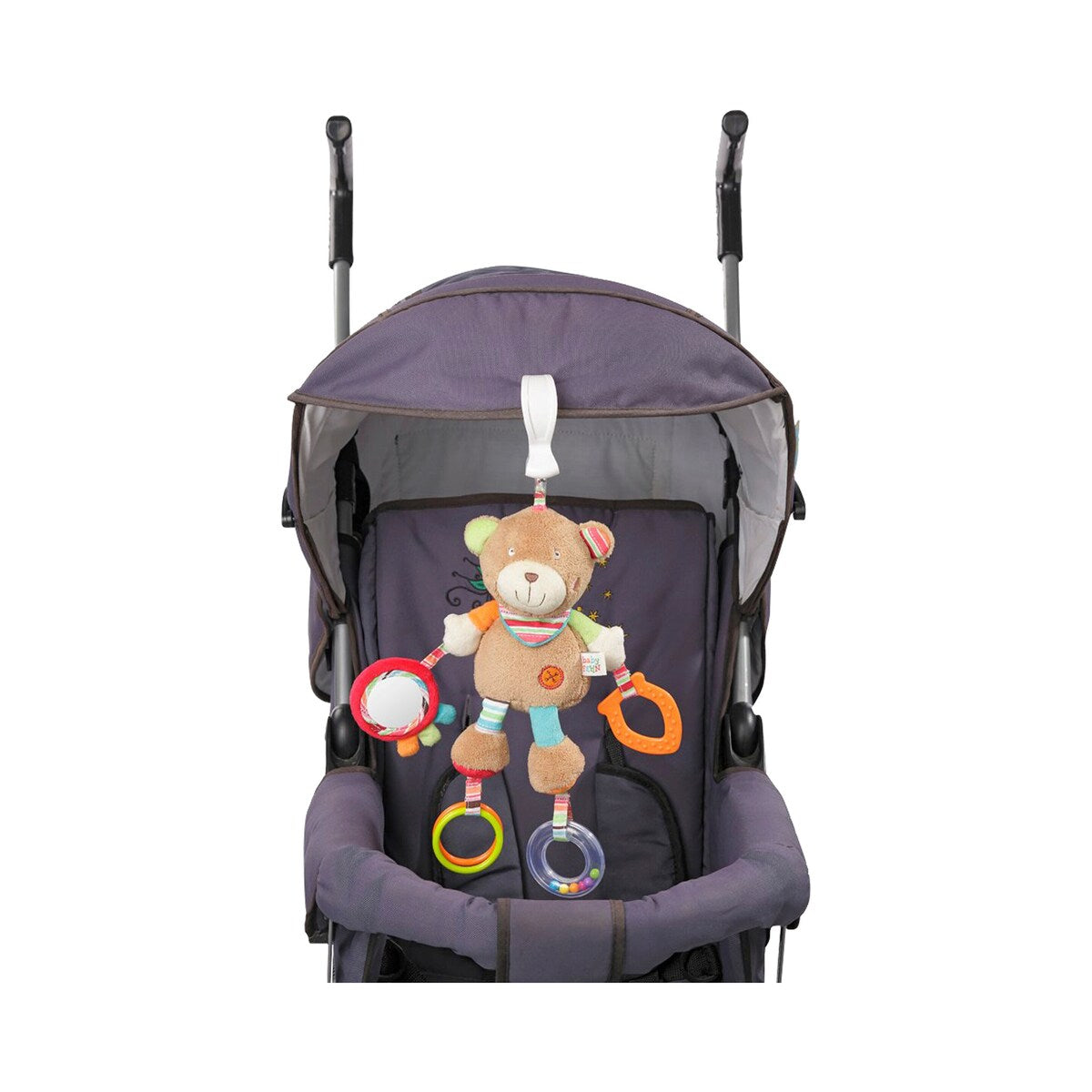 Detalj av bjelle på Aktivitetsleke Teddy Oskar med klemme og bjelle