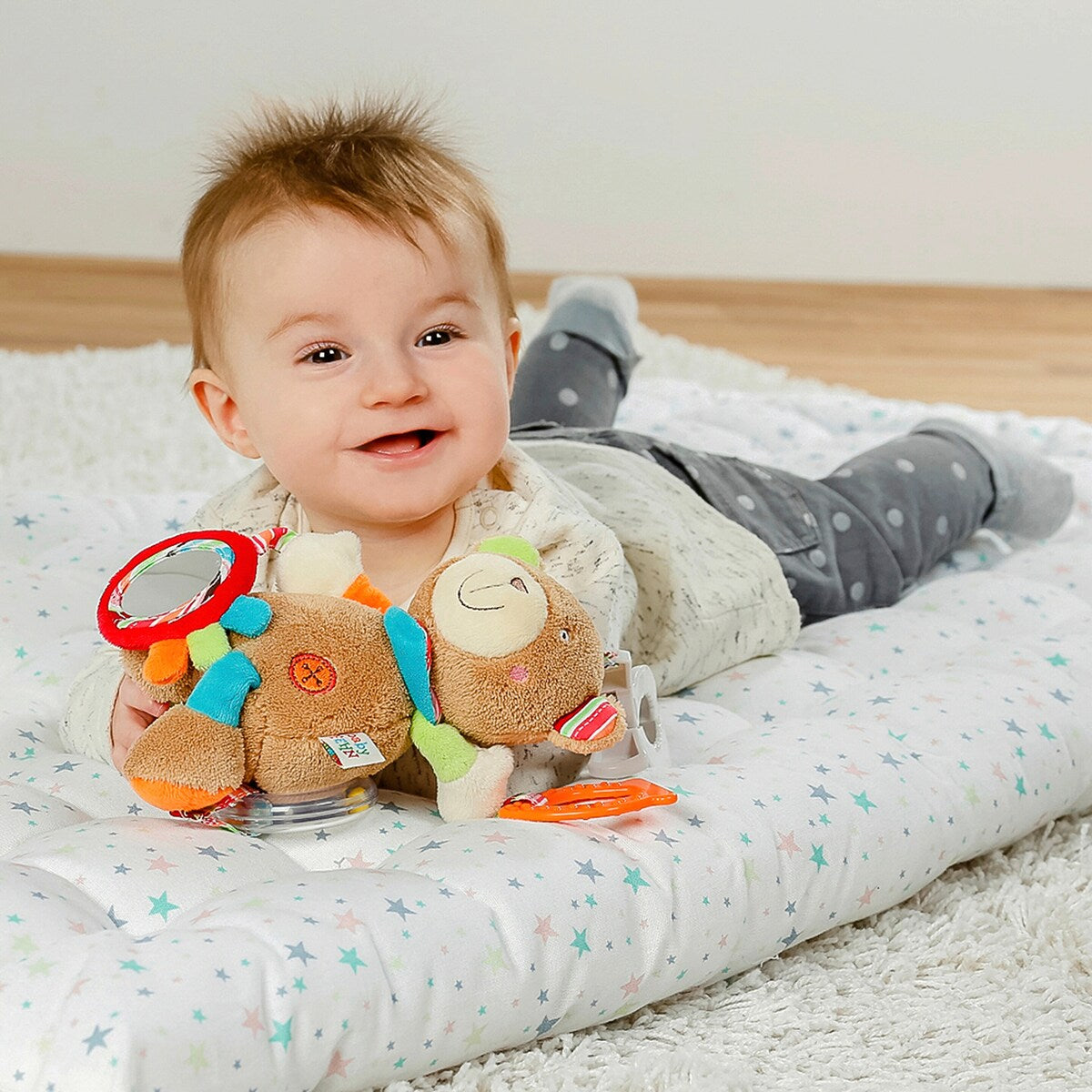 Klemme til festing på Aktivitetsleke Teddy Oskar med klemme og bjelle