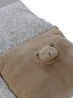 Aktivitetsmatte patchwork bomull polyester 110x86 cm nærbilde av bånd