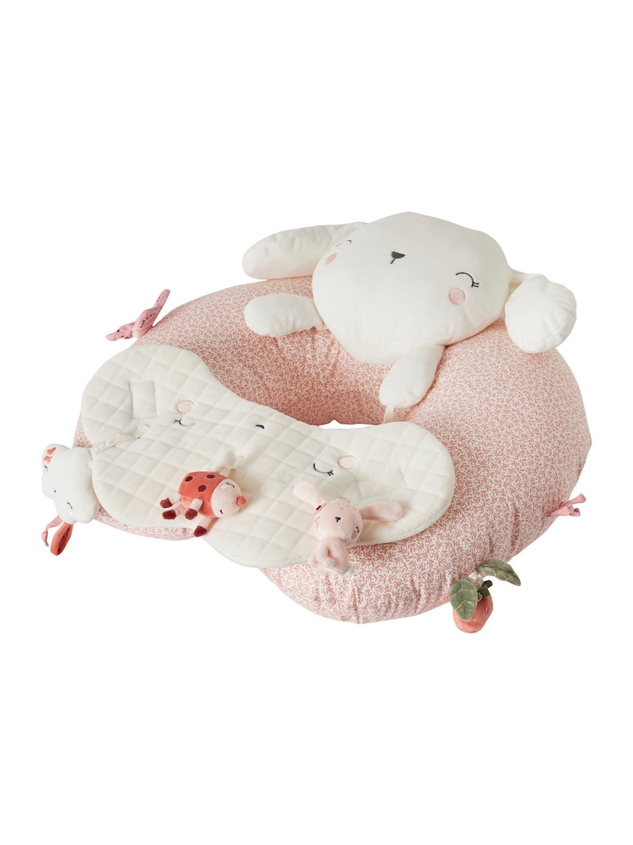 Aktivitetspute for baby med rangle og knitrepapir med speil