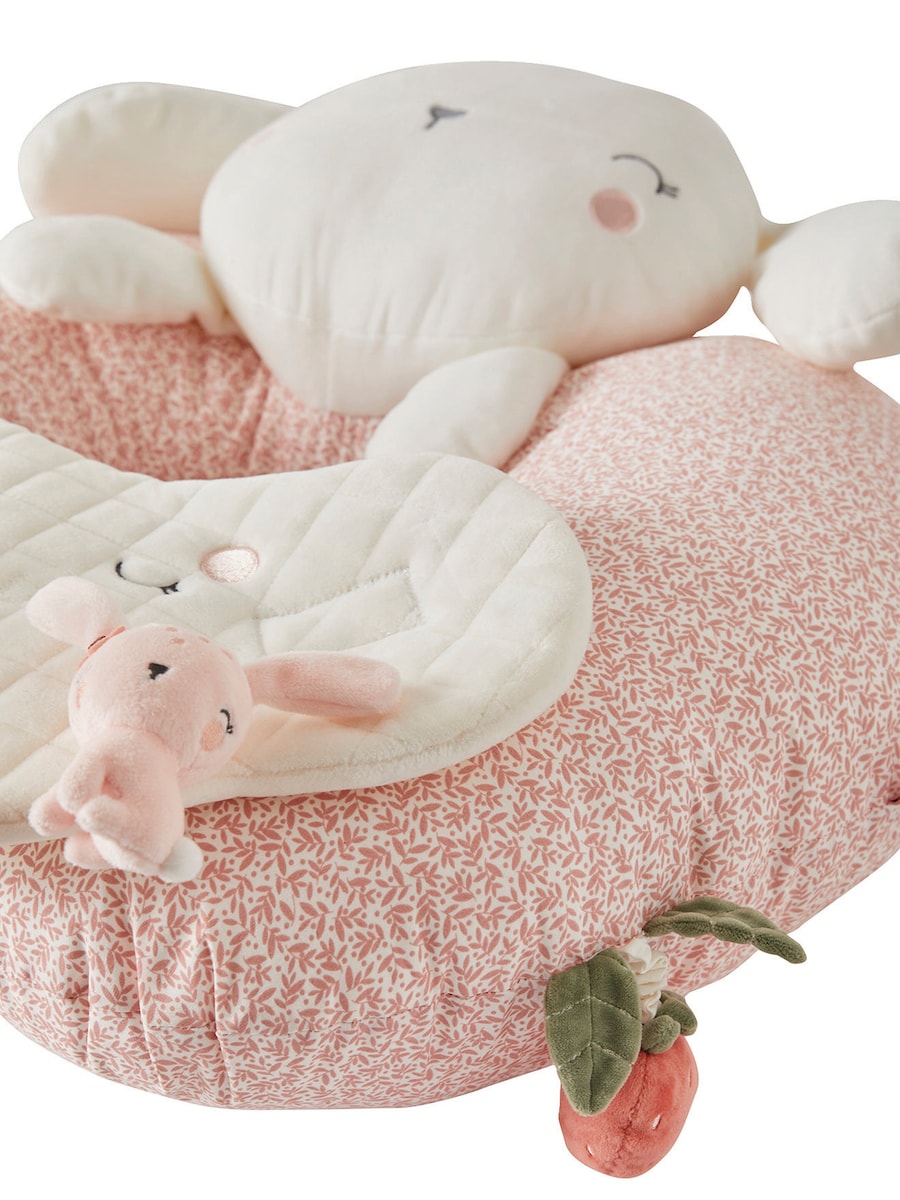 Aktivitetspute for baby med rangle og knitrepapir med søte dyr