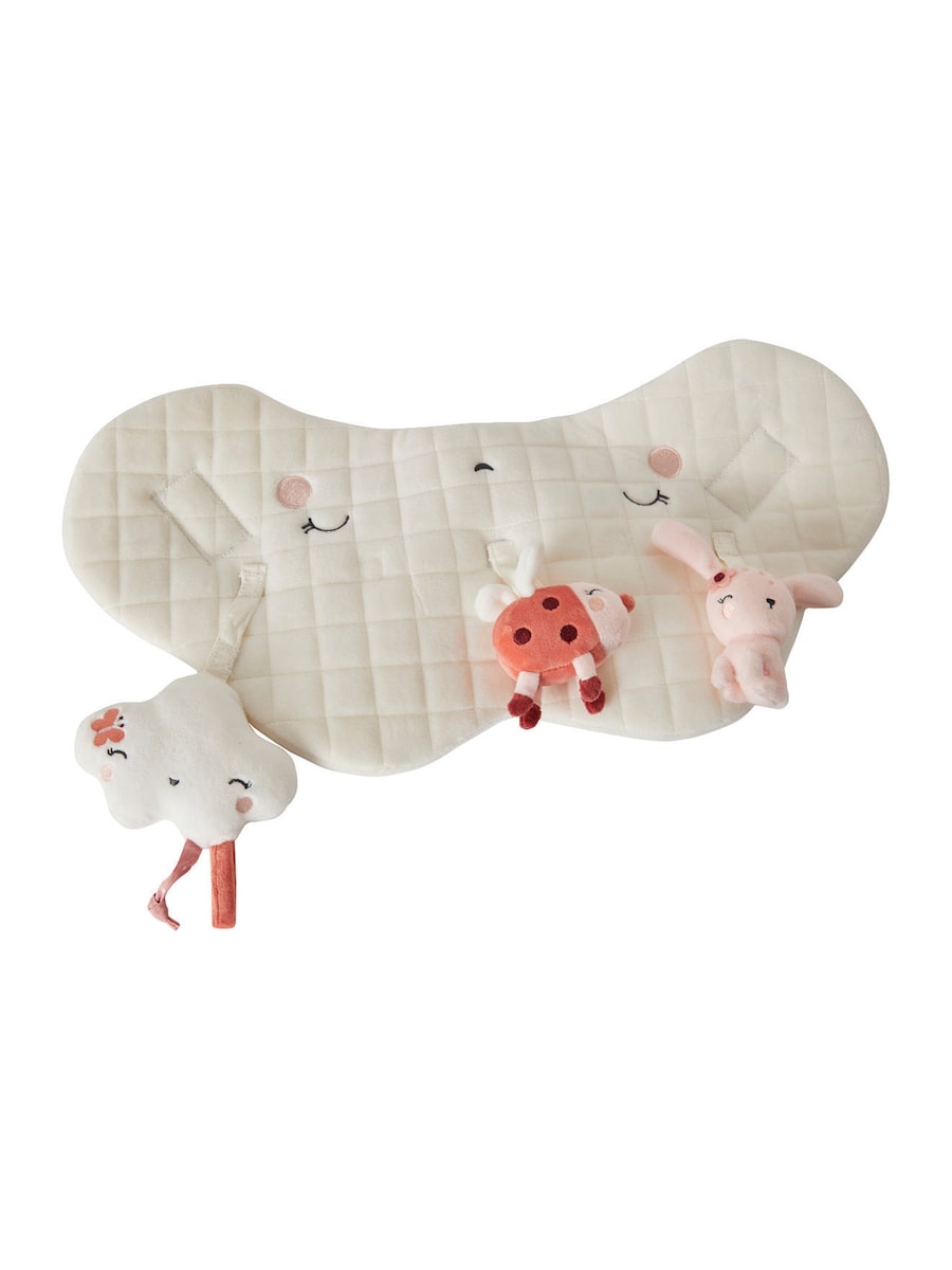 Aktivitetspute for baby med rangle og knitrepapir med mykt stoff