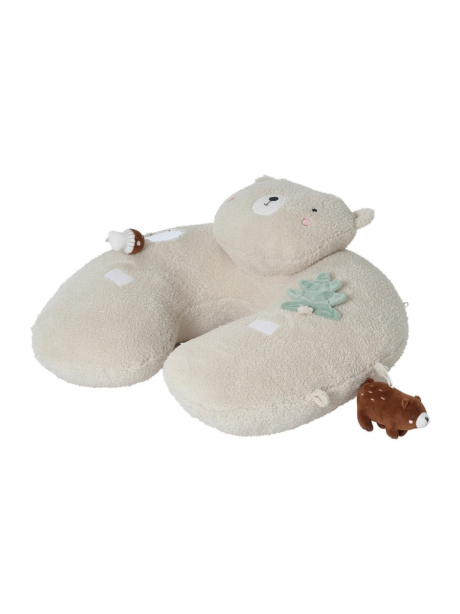 Aktivitetspute for baby med rangle og knitrepapir med leker