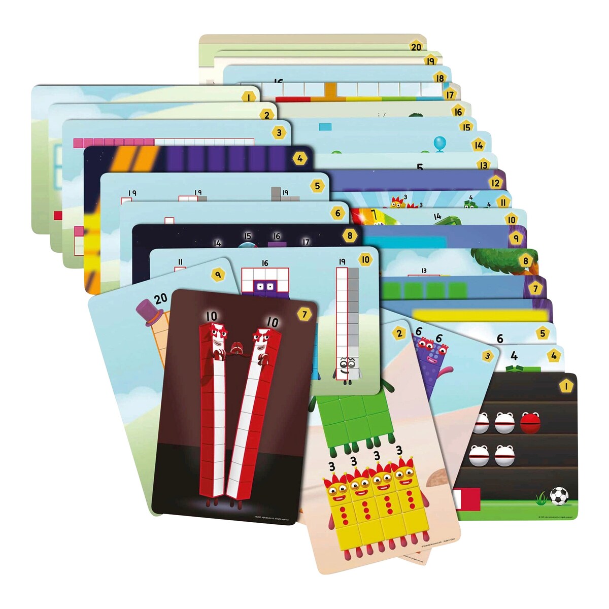 Pakkeinnhold i Aktivitetssett MathLink Numberblocks 11-20