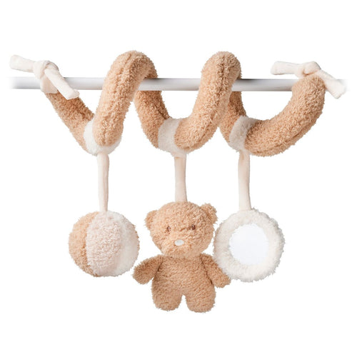 Aktivitetsspiral bjørn Teddy med rangle og speil forfra