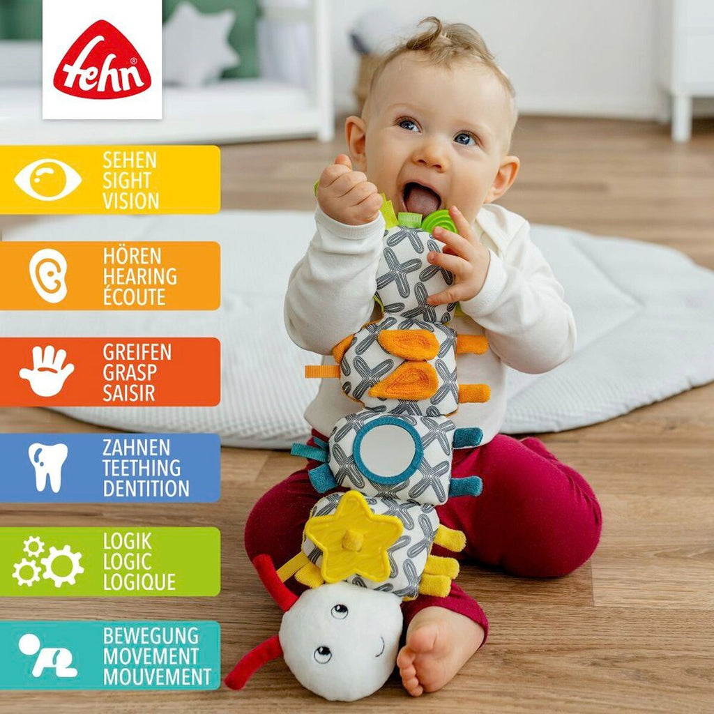 Aktivitetsspiral larve med biteledd og rangle 39 cm bakside