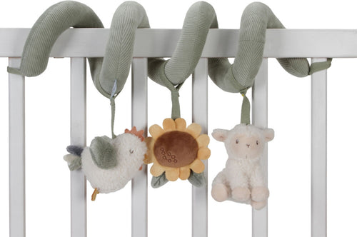 Aktivitetsspiral for babystol og seng Little Farm bakside