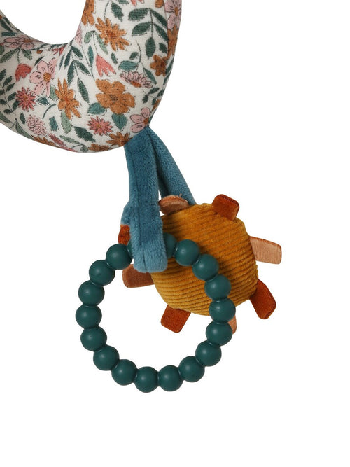 Bakside av Aktivitetsspiral for baby RETRO FLOWER bomull 36 cm