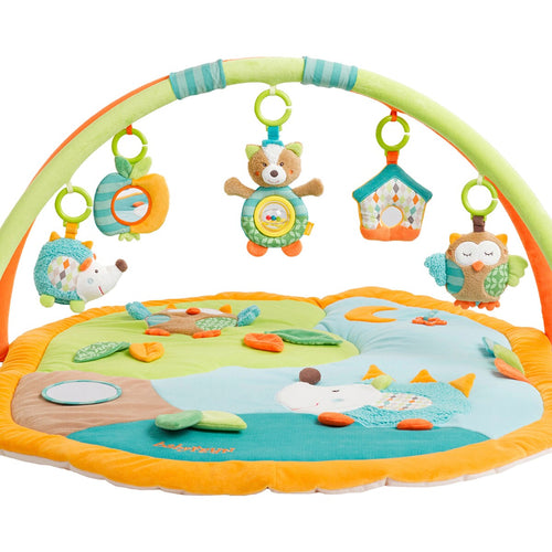 Aktivitetsstativ med 3D-lekematte Sleeping Forest bakside