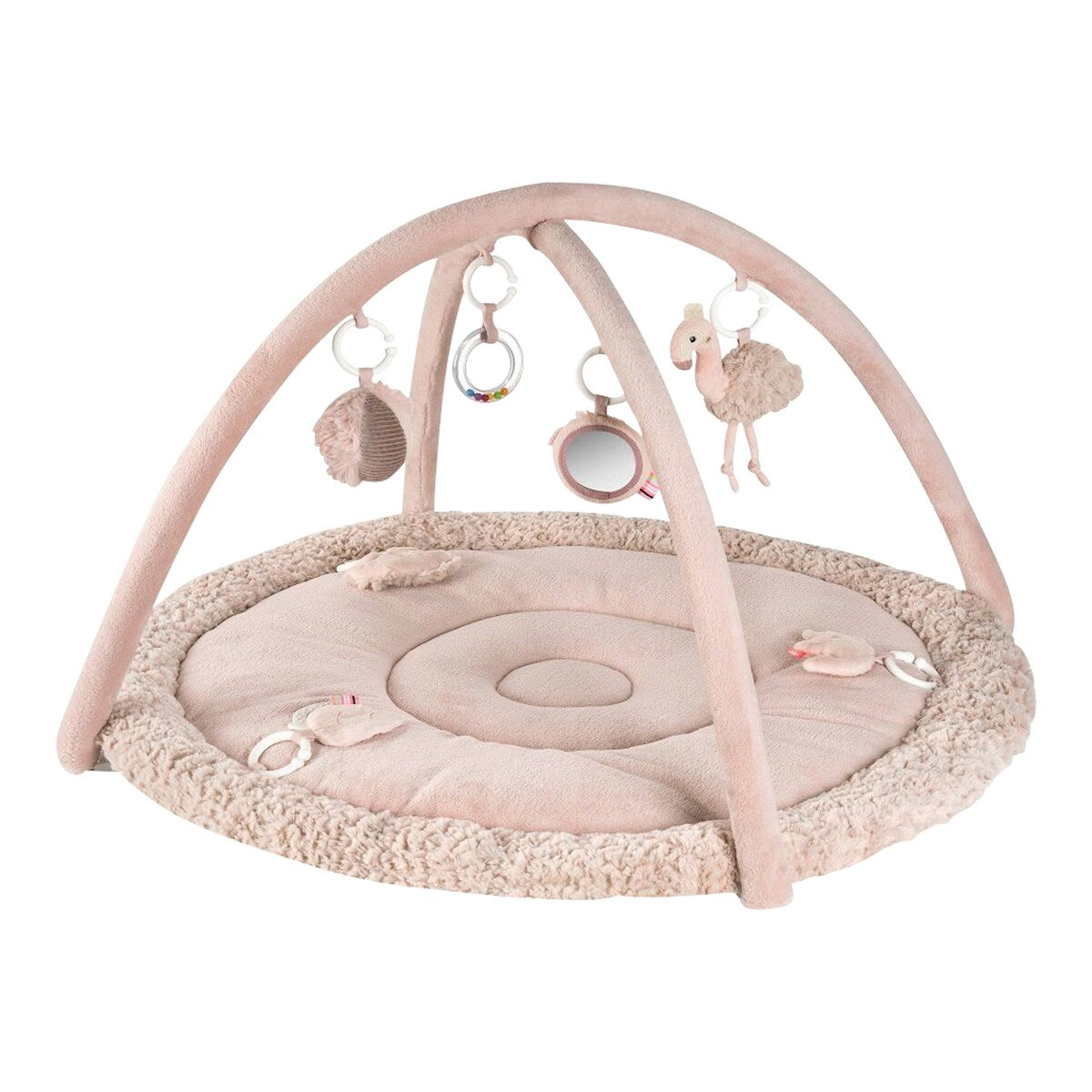 Aktivitetsstativ med 3D-aktivitetsmatte Flamingo forfra