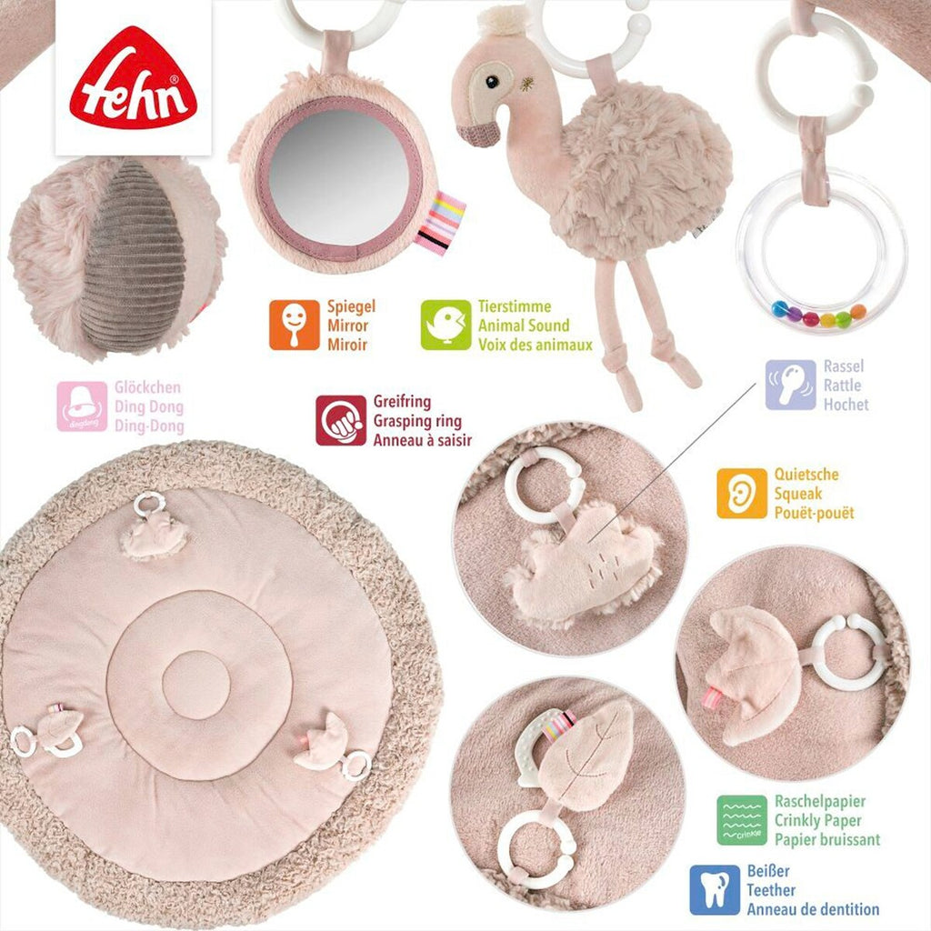 Nærbilde av 3D-aktivitetsmatte Flamingo materialer