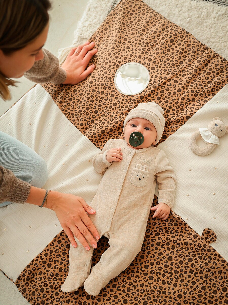 Aktivitetsteppe for baby musselin økologisk bomull brettet sammen