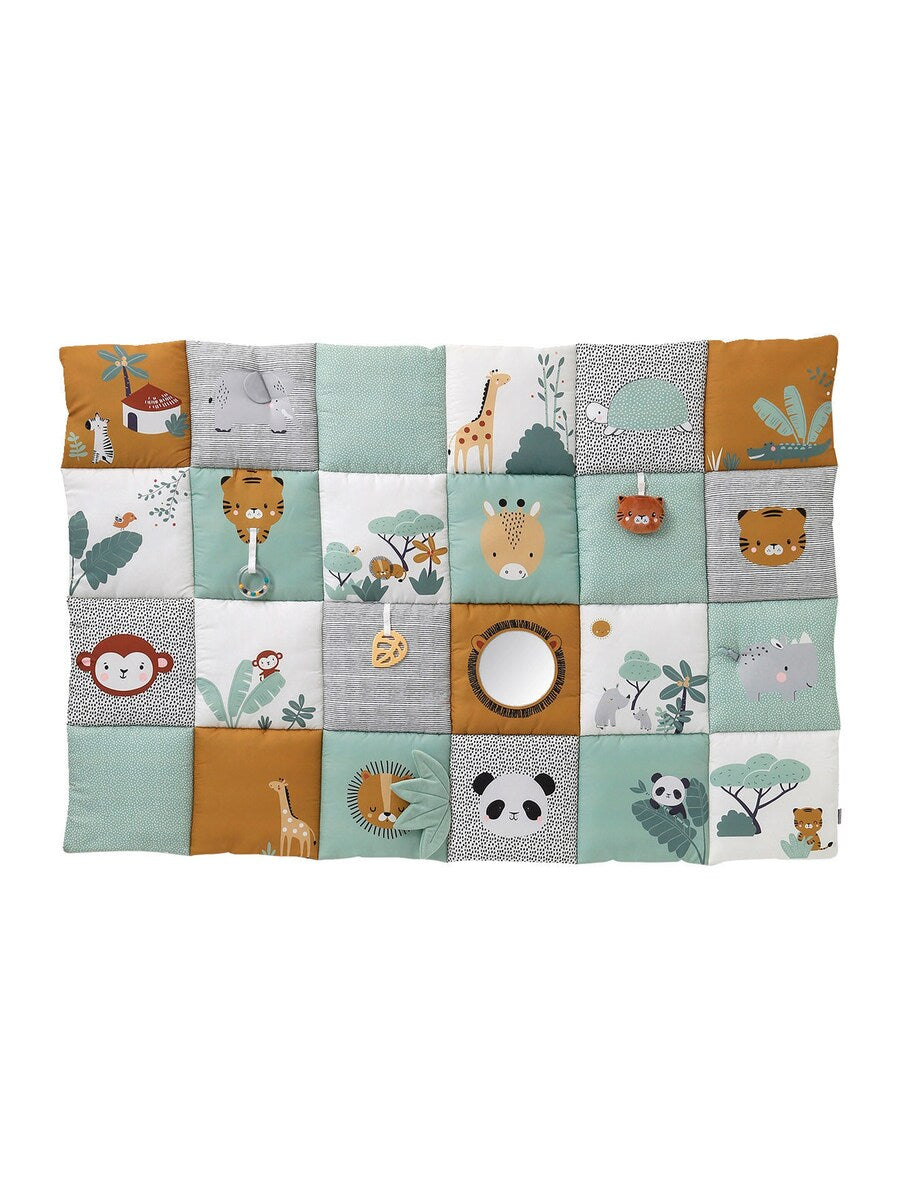 Aktivitetsteppe for baby 145x94 cm patchwork-design bakside