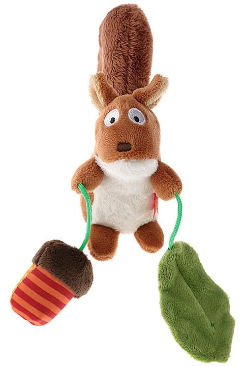 Aktivleke ekorn med rasle og knitreblad bakside