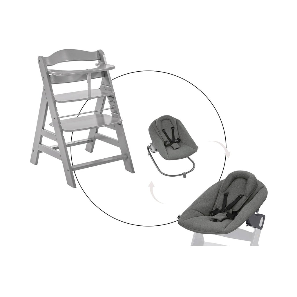 Alpha+ trappestol med babyvipp Alpha Bouncer Premium forfra