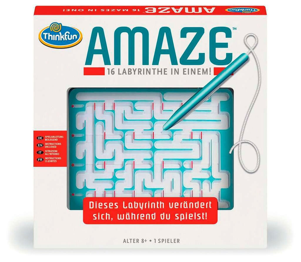 Amaze labyrintspill med 16 oppgaver front