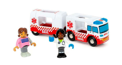 Ambulanse med lys og lyd i tre 16,6 cm bakside