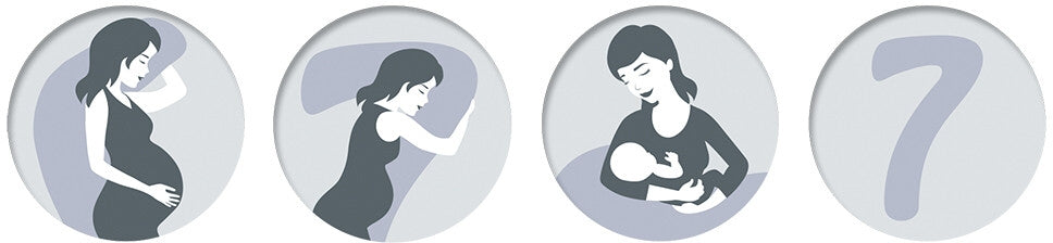 Amme- og sovepute my7 bambus, bjørnebær - Theraline liggende på gulv