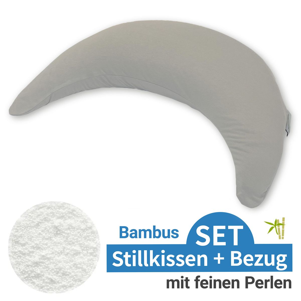 Ammepute Bambusmond 140 cm med trekk Bamboo leirgrå fra Theraline sett forfra
