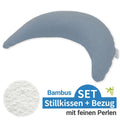 Ammepute Bambusmond 140 cm med trekk Bamboo melange blågrå for komfortabel amming