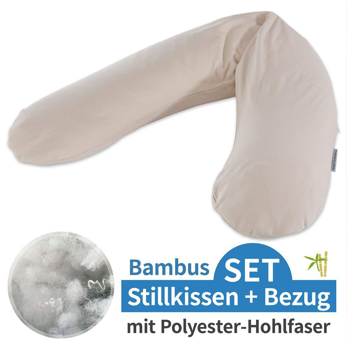 Ammepute Das Original med bambustrekk 190 cm steingrå forfra