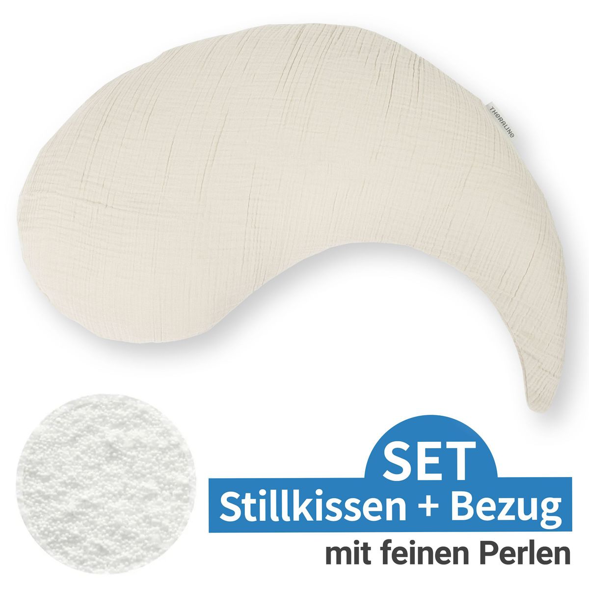 Ammepute Das Yinnie med perlefyll og musselintrekk 135 cm Theraline for ergonomisk amming
