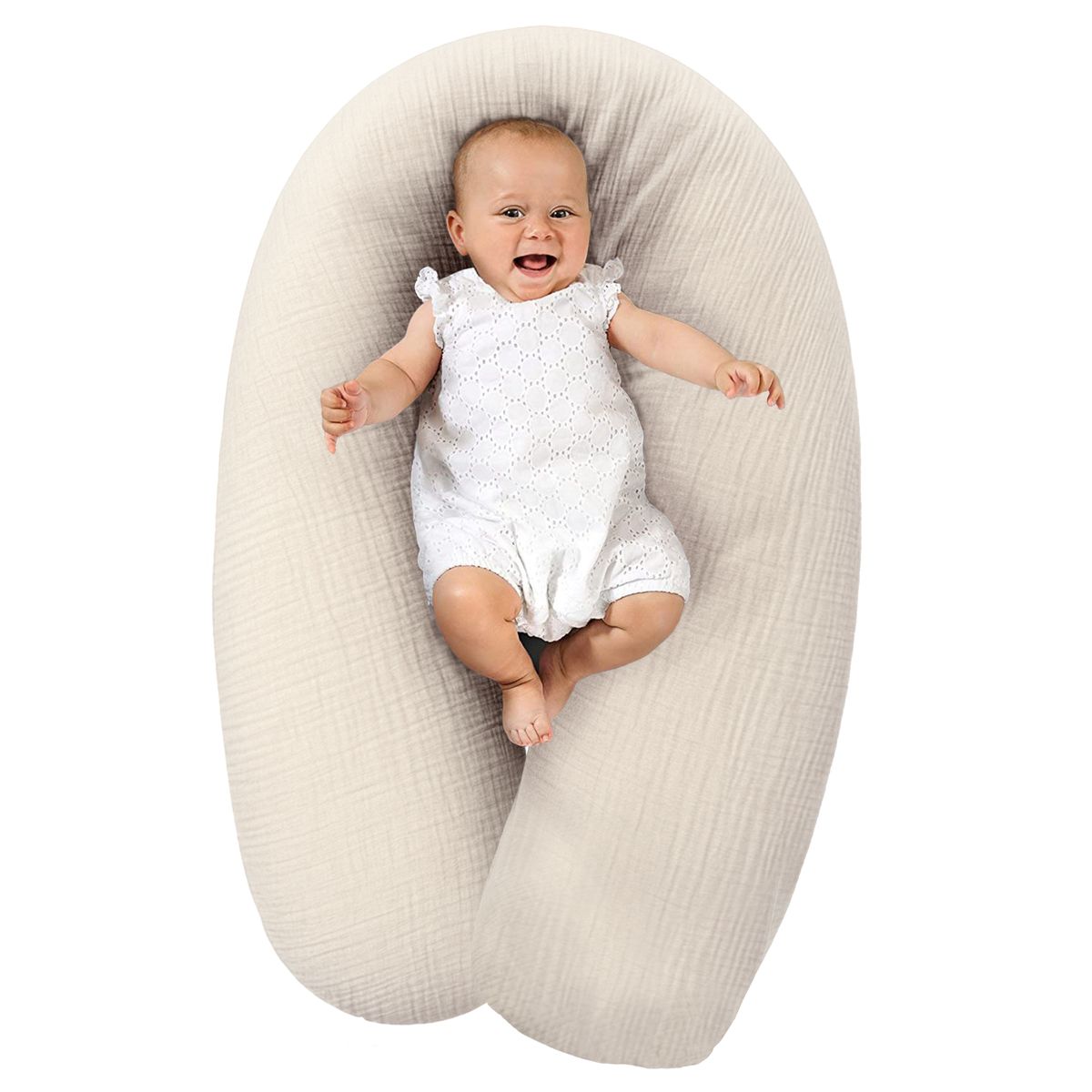 Ammepute Dodo Premium med perlefyll, musselintrekk 180 cm for støtte under amming
