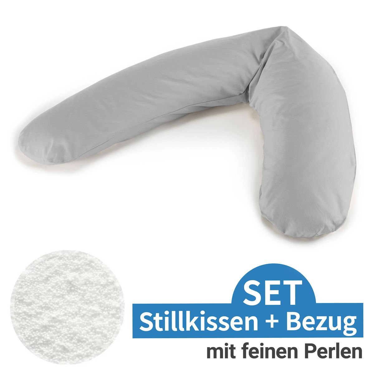 Ammepute Komfort mikroperler og jerseytrekk 180 cm grå - Theraline sett forfra