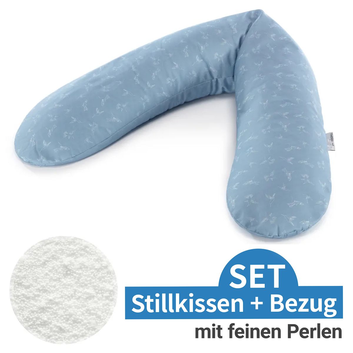 Ammepute med perlefyll og trekk 190 cm kolibri - Theraline for ergonomisk amming