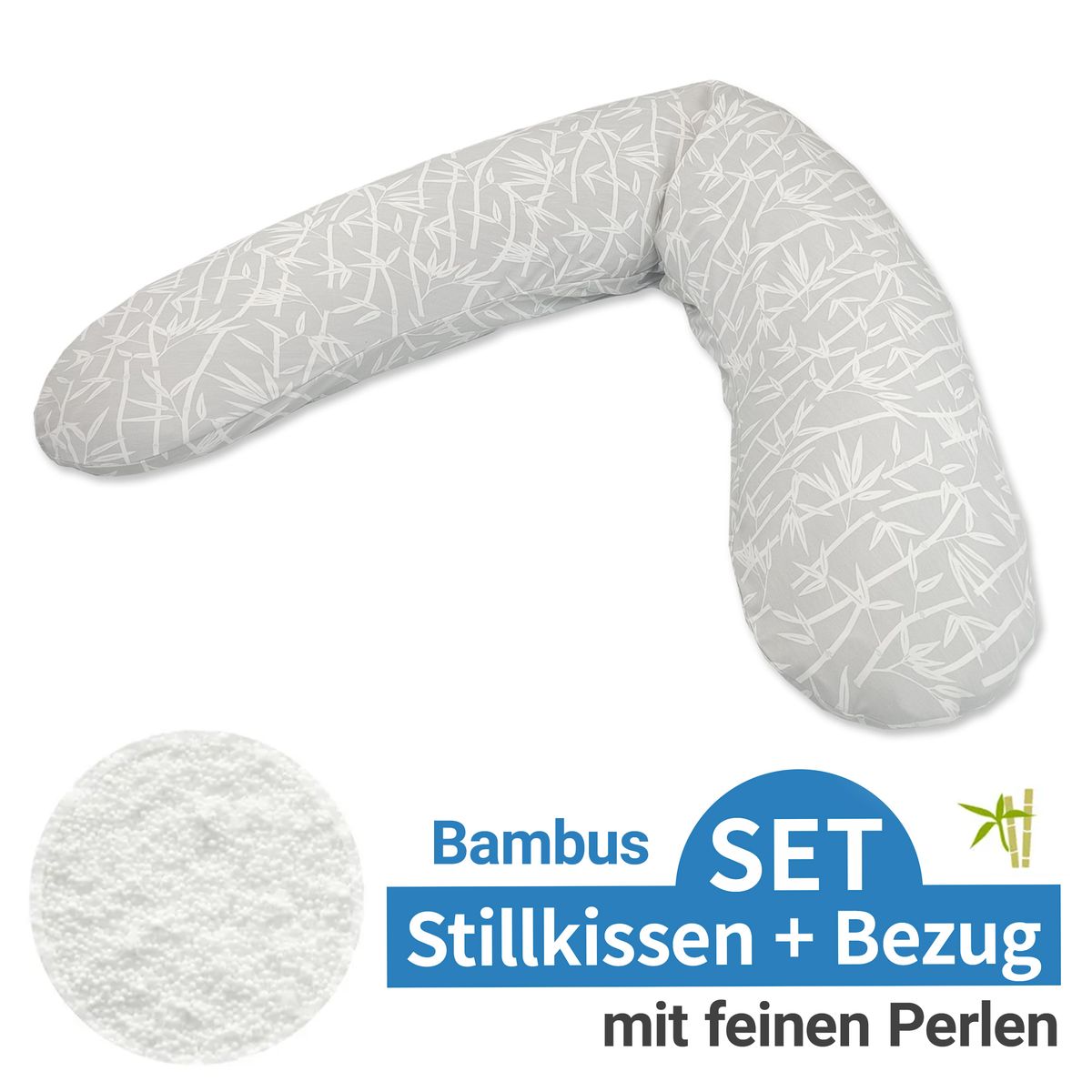 Ammepute med mikroperlefyll og bambustrekk 190 cm - Theraline for ergonomisk støtte