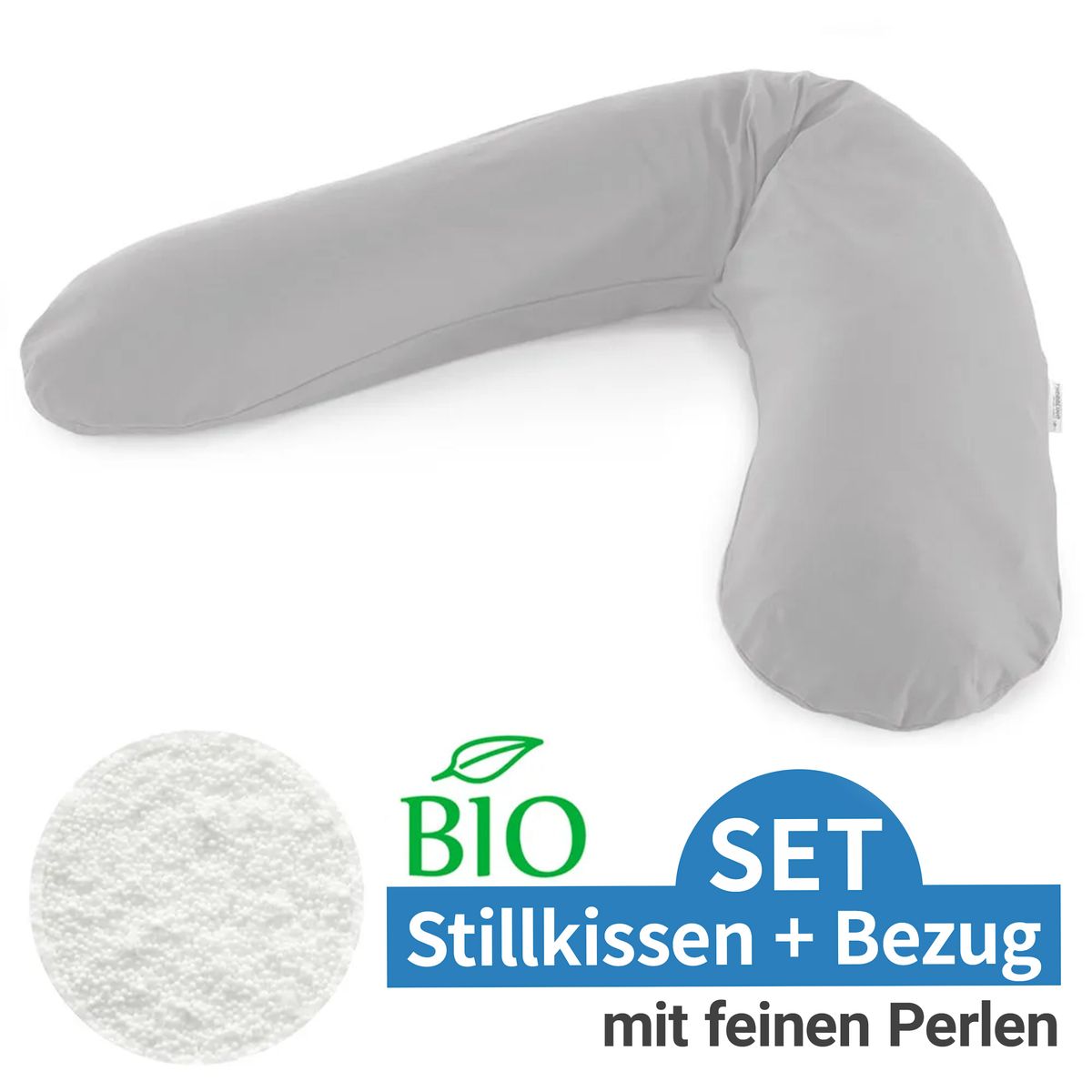 Ammepute med mikroperlefyll og jerseytrekk 190 cm grå - Theraline forside
