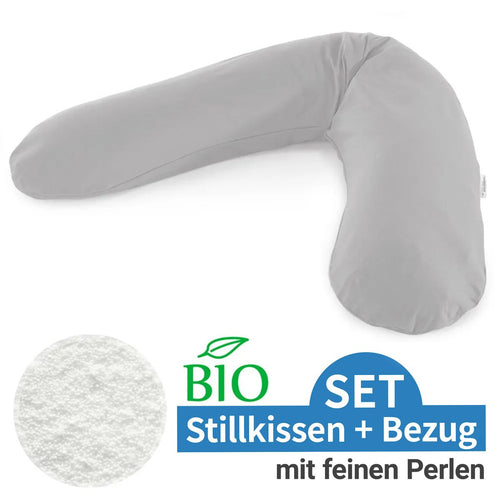 Ammepute med mikroperlefyll og jerseytrekk 190 cm grå - Theraline forside