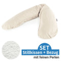 Ammepute med mikroperlefyll og trekk 190 cm prikker beige - Theraline forfra