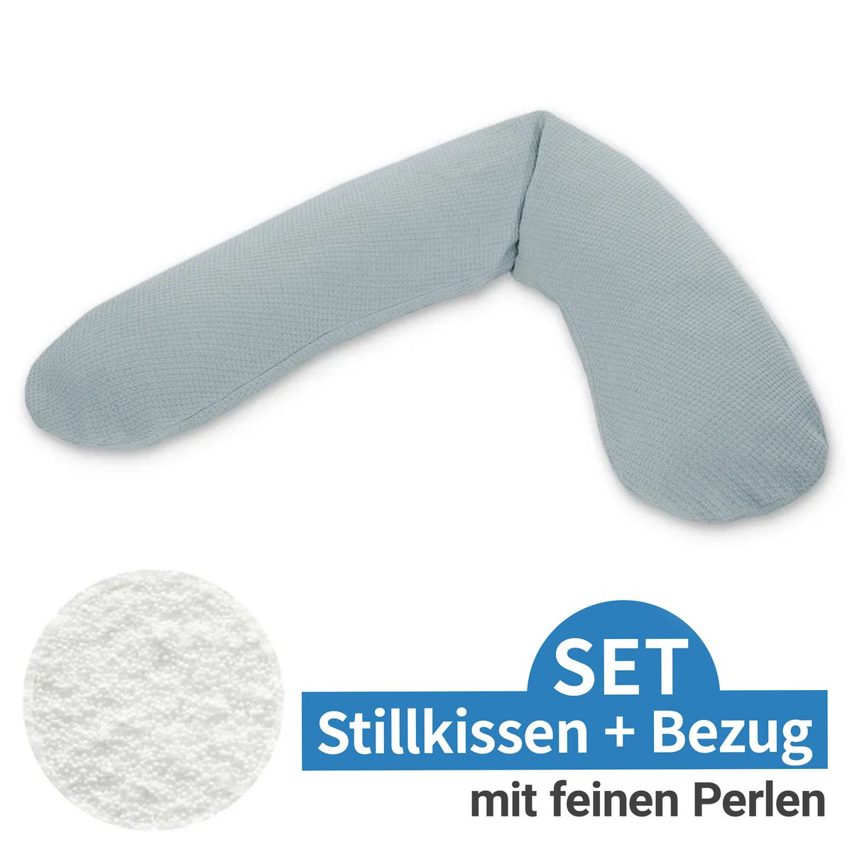 Ammepute med mikroperler og trekk i finstrikk 190 cm - Theraline for ergonomisk støtte under amming