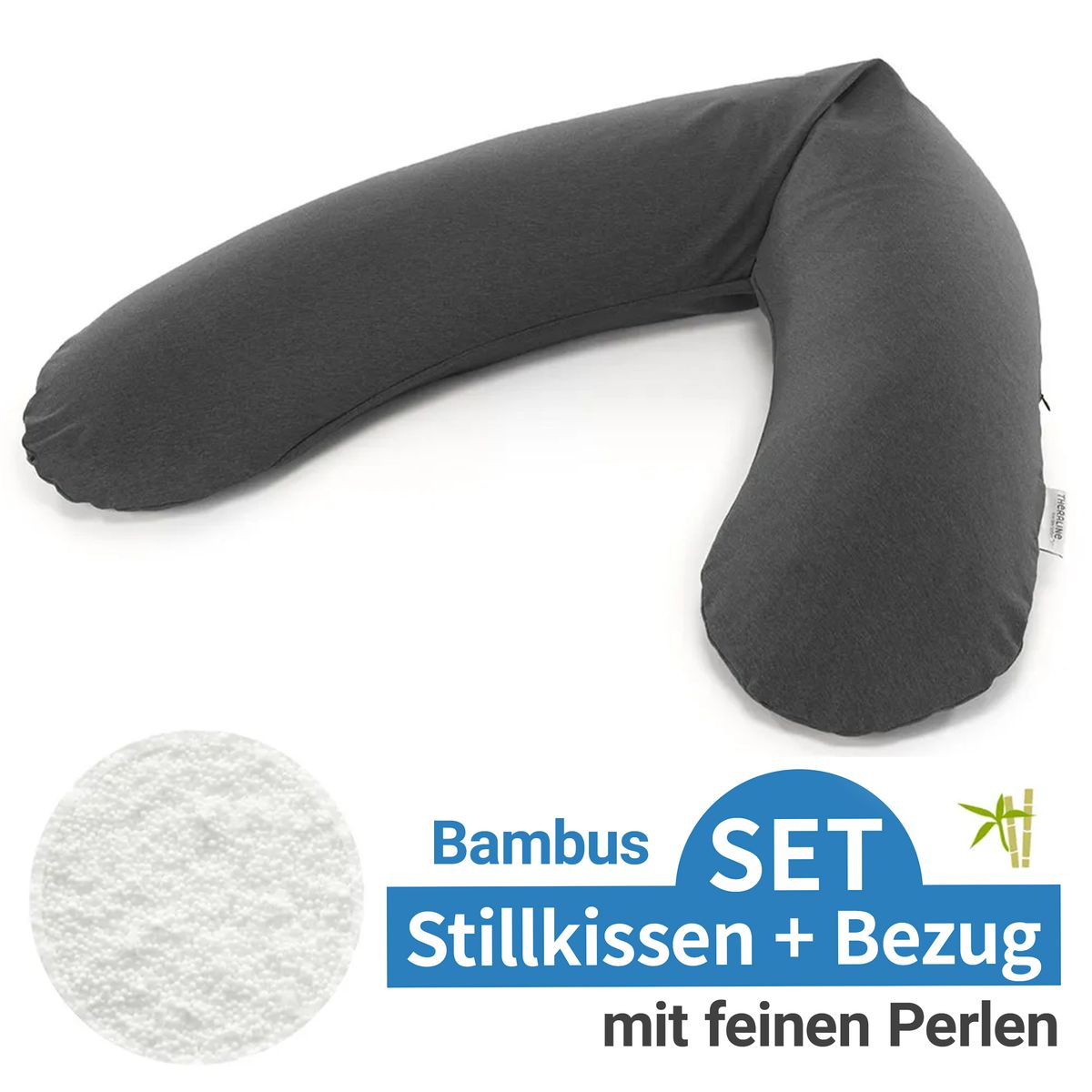 Ammepute med perlefyll og bambustrekk 190 cm antrasitt fra Theraline