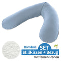 Ammepute med perlefyll og bambustrekk 190 cm, blågrå - Theraline fra forfra