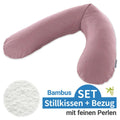 Ammepute med perlefyll og bambustrekk 190 cm, rosentre fra siden