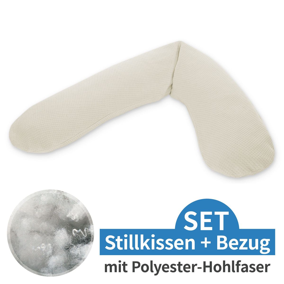 Ammepute med polyester hulfiber og trekk i finstrikk 190 cm forfra