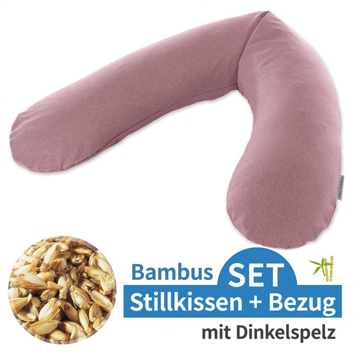 Ammepute med speltskall og bambustrekk 190 cm, rosentre foran