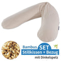 Ammepute med speltskallfyll og bambustrekk 190 cm grå - Theraline i brukt stilling