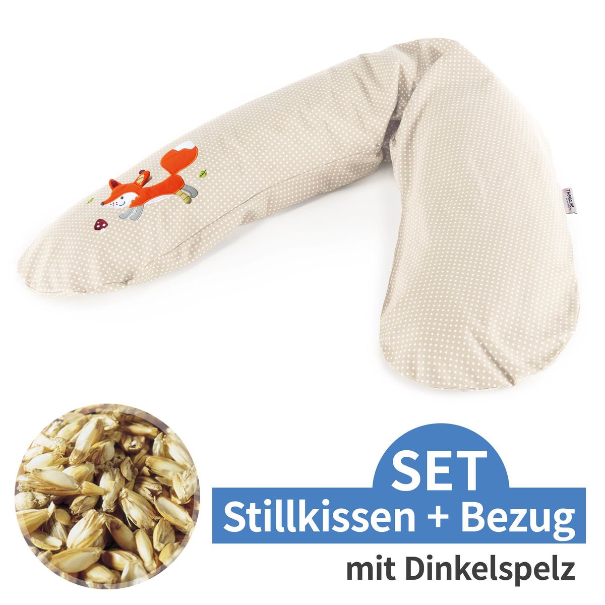Ammepute med speltskallfyll og bomullstrekk 190 cm beige - Theraline forfra