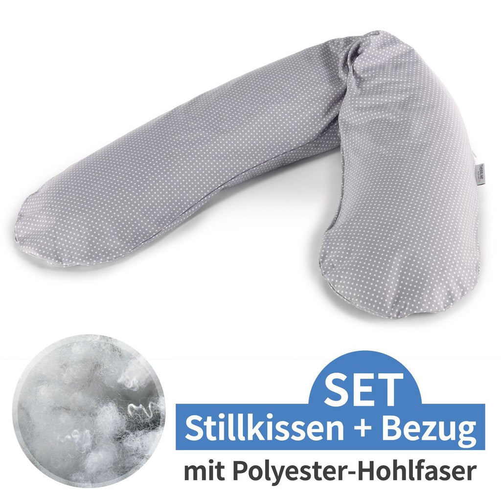 Ammepute med polyesterfyll og bomullstrekk 190 cm prikker - Theraline forfra