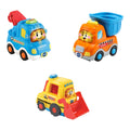 Anleggskjoretoy 3-pk bergingsbil, dumper, bulldoser forfra