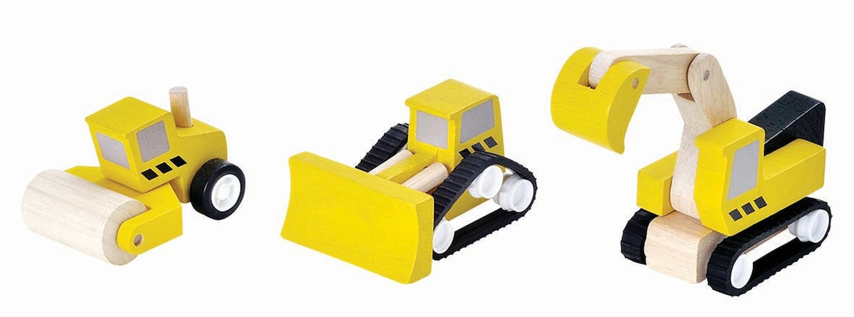 Anleggsmaskin-sett i gummitre 14,2 cm forfra